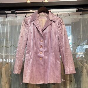 vintage french lavender purple silk pattern jacket embellished flower print